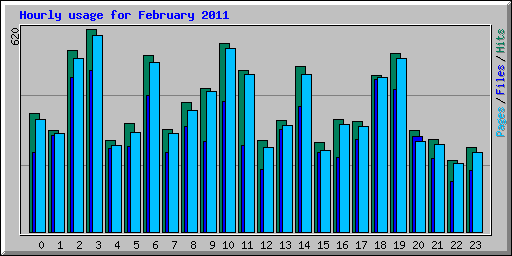 Hourly usage for February 2011